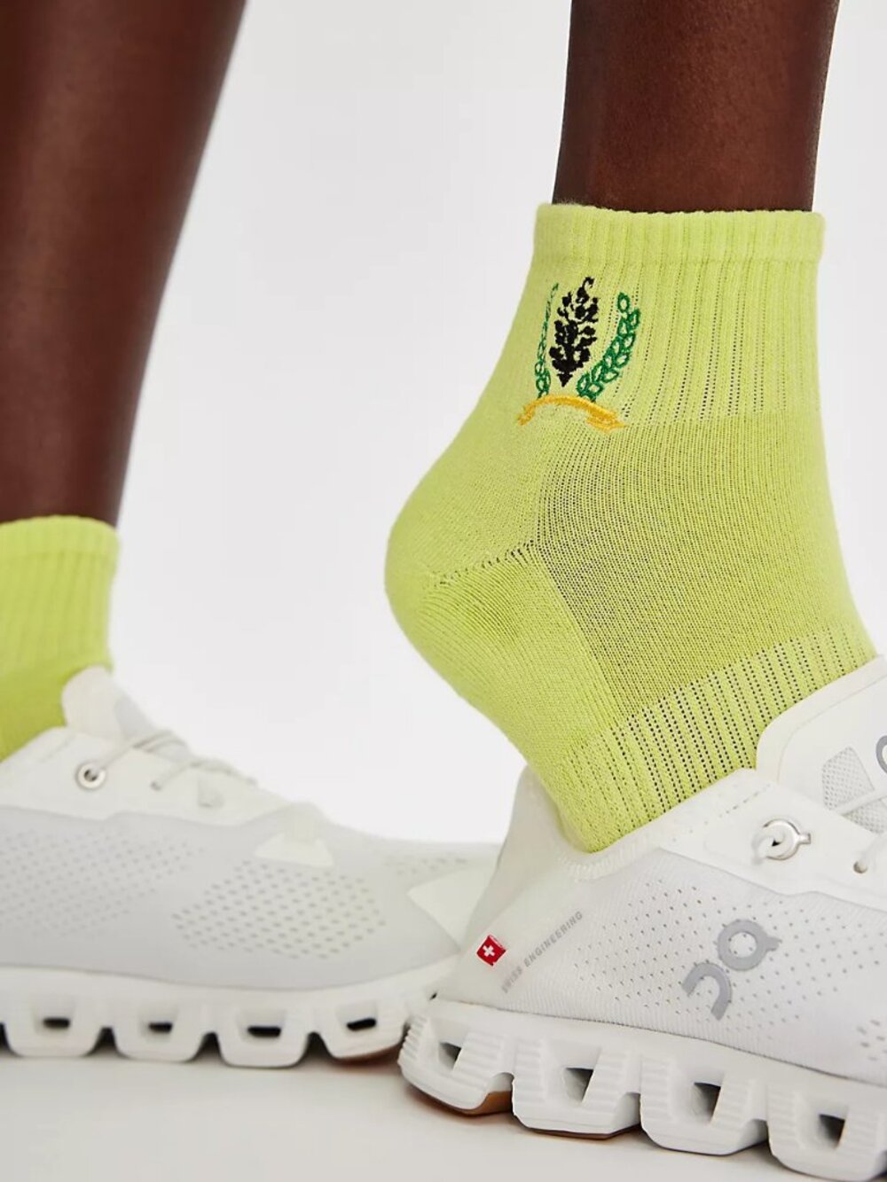 Unbranded Neon Lime Embroidered Ankle Socks